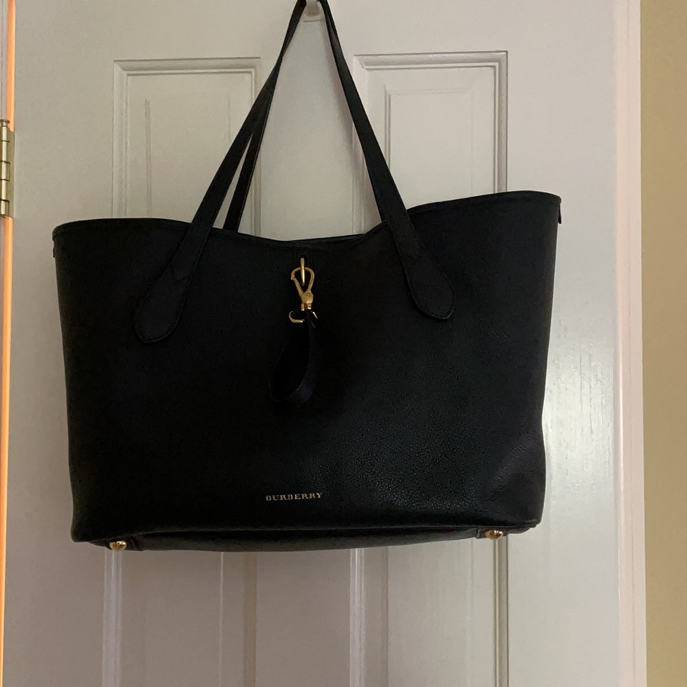 Burberry leather tote 14”x12”